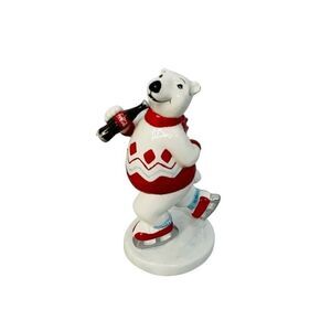 Vintage Coca Cola Always Ice Skating Ceramic Coke Polar Bear Figurine Enesco ‘95
